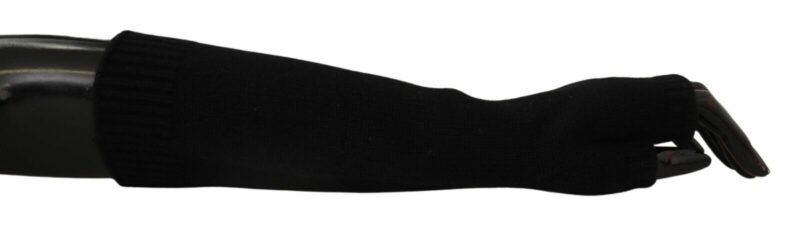 Dolce & Gabbana Elegant Black Cashmere Fingerless Gloves - Image 2