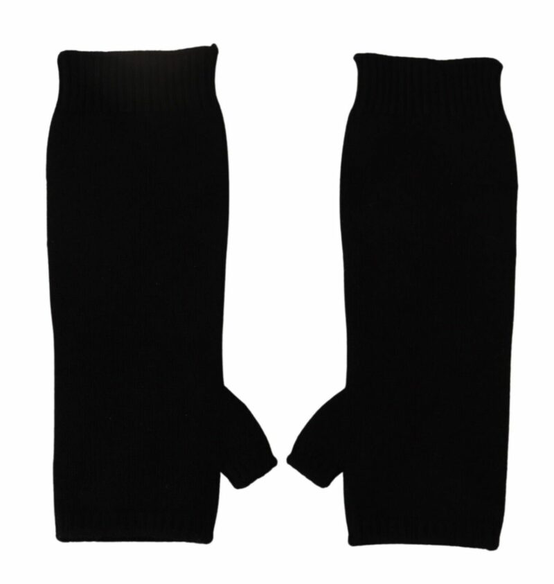 Dolce & Gabbana Elegant Black Cashmere Fingerless Gloves - Image 4