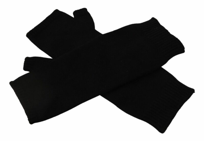 Dolce & Gabbana Elegant Black Cashmere Fingerless Gloves - Image 6