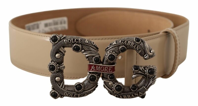 Dolce & Gabbana Vintage-Brass Logo Pearl Embellished Belt - Image 3