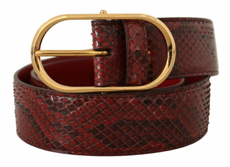 Dolce & Gabbana Elegant Red Snakeskin Leather Belt - Image 2