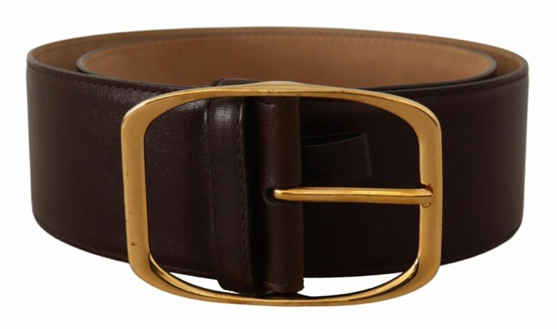 Dolce & Gabbana Elegant Dark Brown Leather Belt with Gold Buckle - Image 3