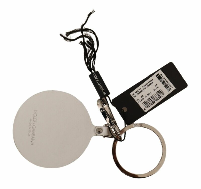 Dolce & Gabbana Chic White Leather Keychain - Image 3