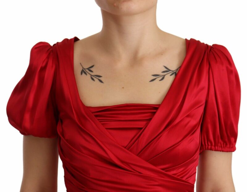 Dolce & Gabbana Elegant Red Silk Stretch Mermaid Dress - Image 4