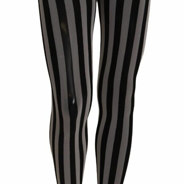 Dolce & Gabbana Black and White Striped Luxury Tights