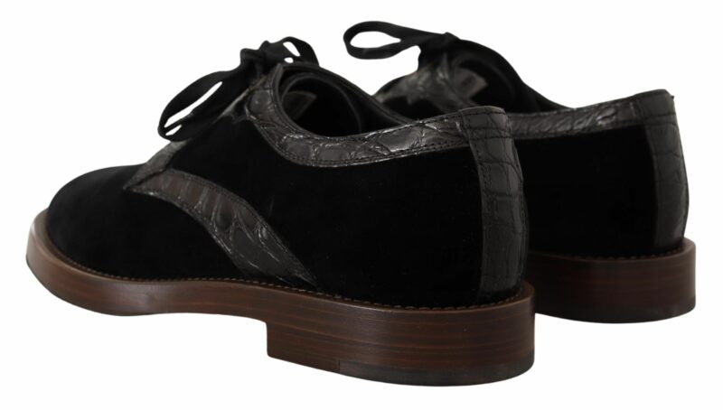 Dolce & Gabbana Elegant Black Velvet & Exotic Leather Dress Shoes - Image 3