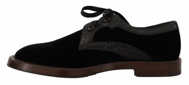 Dolce & Gabbana Elegant Black Velvet & Exotic Leather Dress Shoes - Image 4