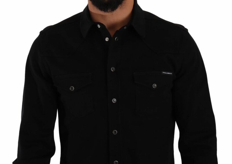 Dolce & Gabbana Slim Fit Casual Black Designer Shirt - Image 4