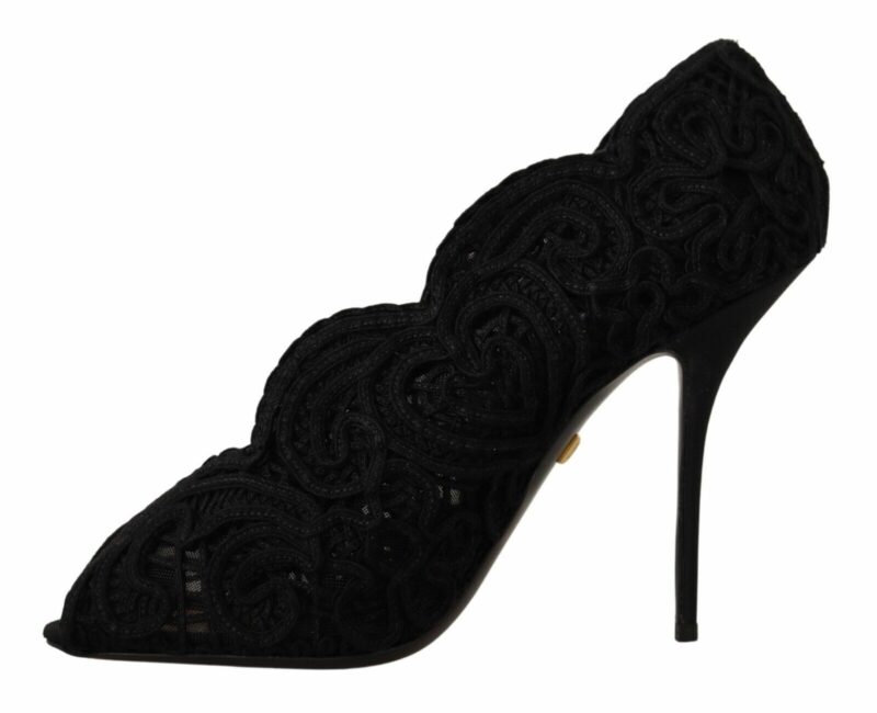 Dolce & Gabbana Elegant Black Lace Stiletto Heels - Image 5