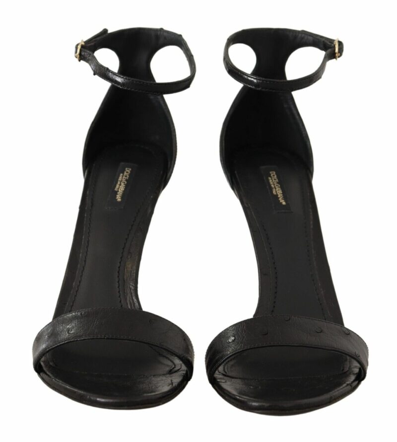 Dolce & Gabbana Elegant Ostrich Leather Ankle Strap Heels - Image 3