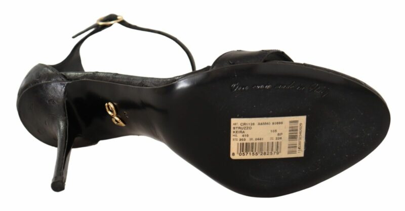 Dolce & Gabbana Elegant Ostrich Leather Ankle Strap Heels - Image 6
