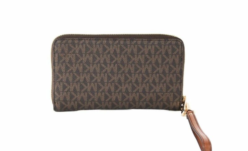 Michael Kors Jet Set Large Brown Signature PVC Flat Multifunction Wrist Wallet - Image 2