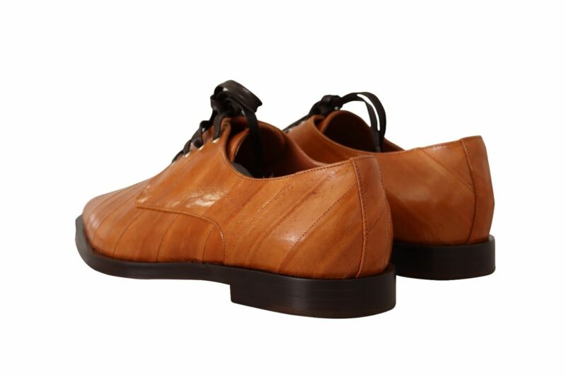 Dolce & Gabbana Elegant Eel Leather Lace-Up Formal Flats - Image 4