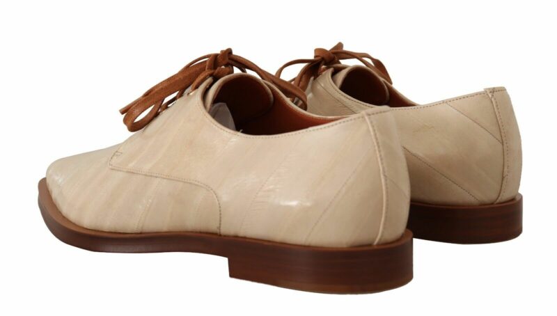 Dolce & Gabbana Elegant Beige Eel Leather Formal Flats - Image 4
