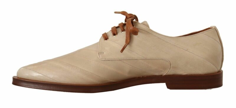 Dolce & Gabbana Elegant Beige Eel Leather Formal Flats - Image 5