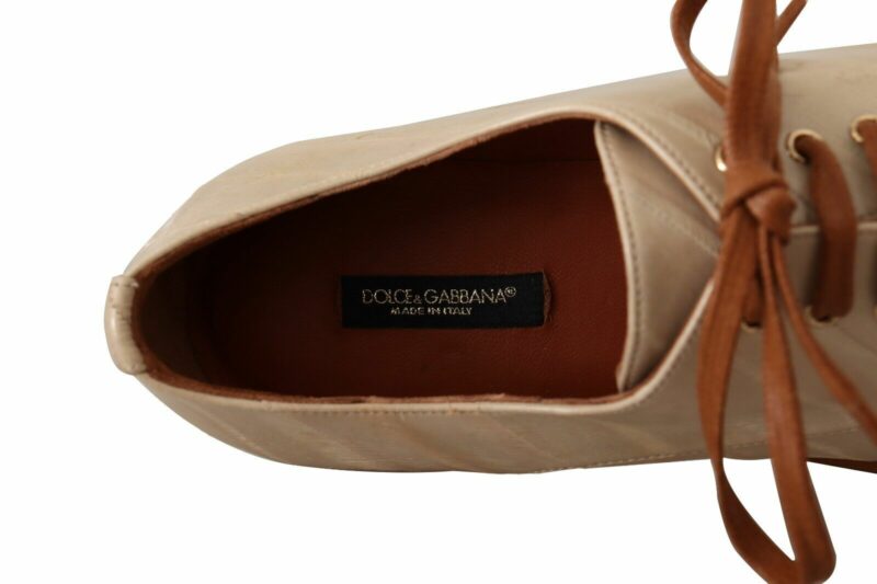 Dolce & Gabbana Elegant Beige Eel Leather Formal Flats - Image 7
