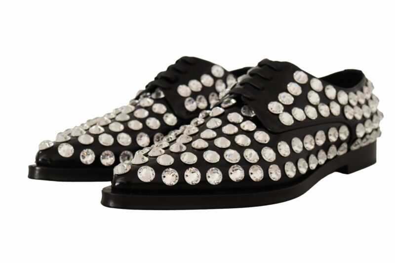 Dolce & Gabbana Crystal-Embellished Leather Formal Flats - Image 2