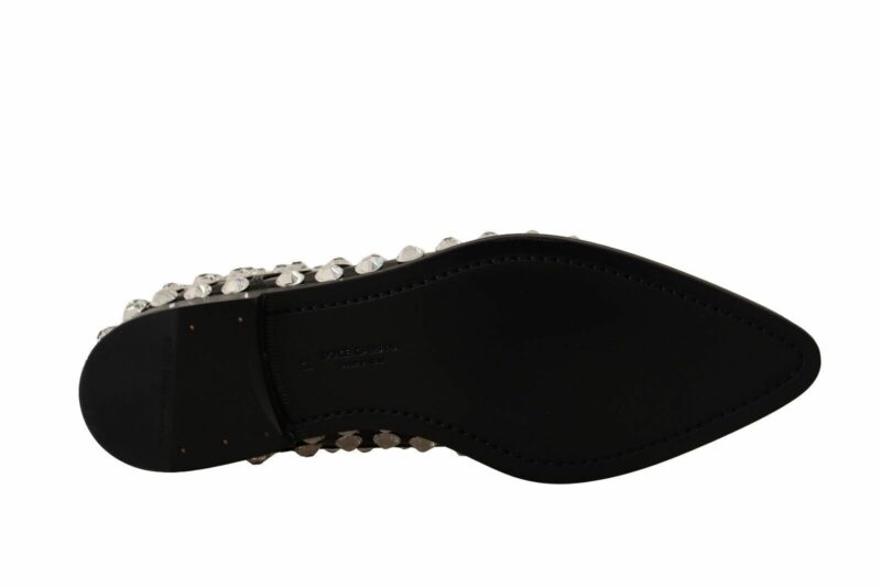 Dolce & Gabbana Crystal-Embellished Leather Formal Flats - Image 5