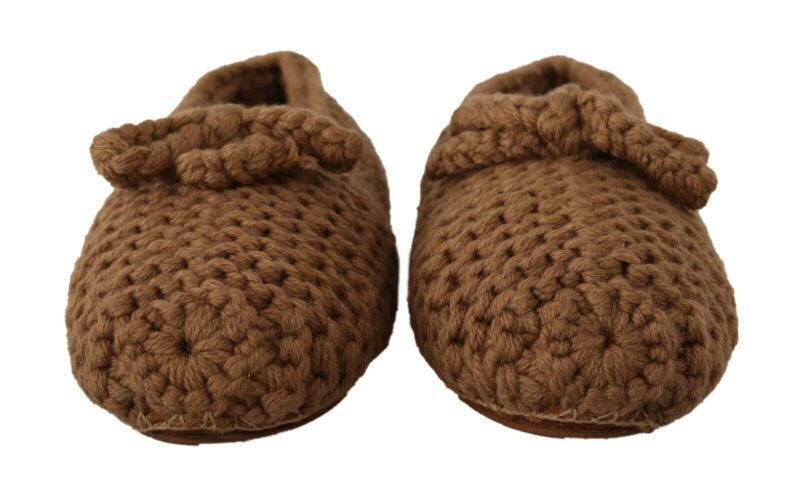 Dolce & Gabbana Elegant Wool Knit Ballerina Flats in Brown - Image 2