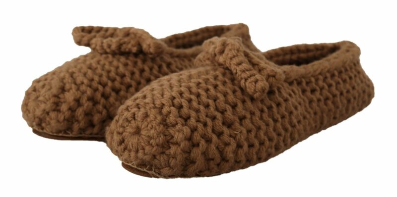 Dolce & Gabbana Elegant Wool Knit Ballerina Flats in Brown - Image 3