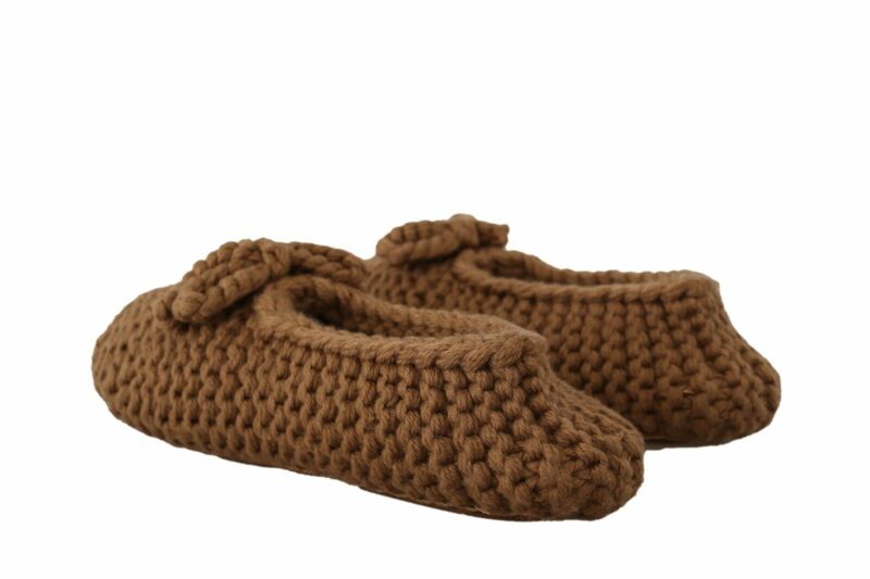 Dolce & Gabbana Elegant Wool Knit Ballerina Flats in Brown - Image 4