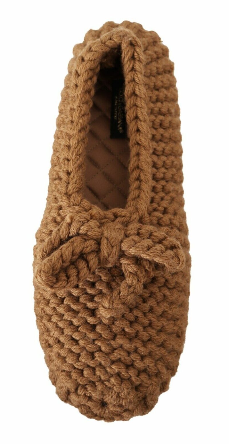 Dolce & Gabbana Elegant Wool Knit Ballerina Flats in Brown - Image 8