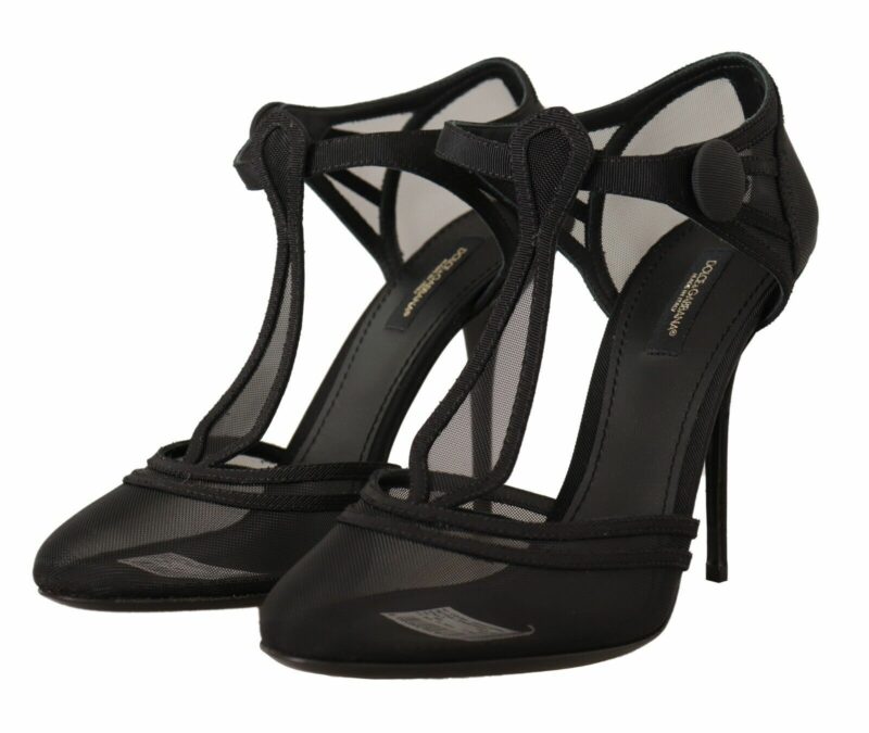 Dolce & Gabbana Elegant Mesh T-Strap Stiletto Pumps - Image 3