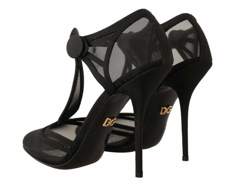 Dolce & Gabbana Elegant Mesh T-Strap Stiletto Pumps - Image 4