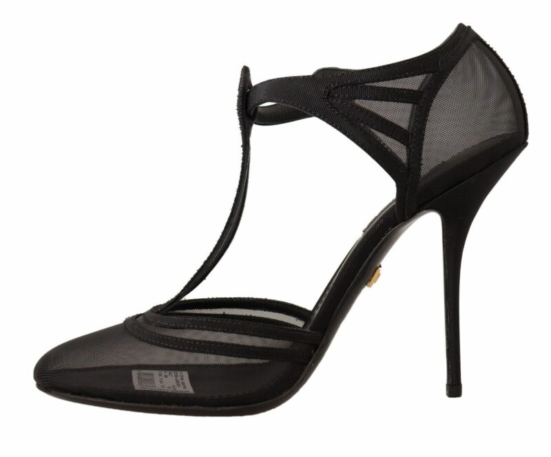 Dolce & Gabbana Elegant Mesh T-Strap Stiletto Pumps - Image 5