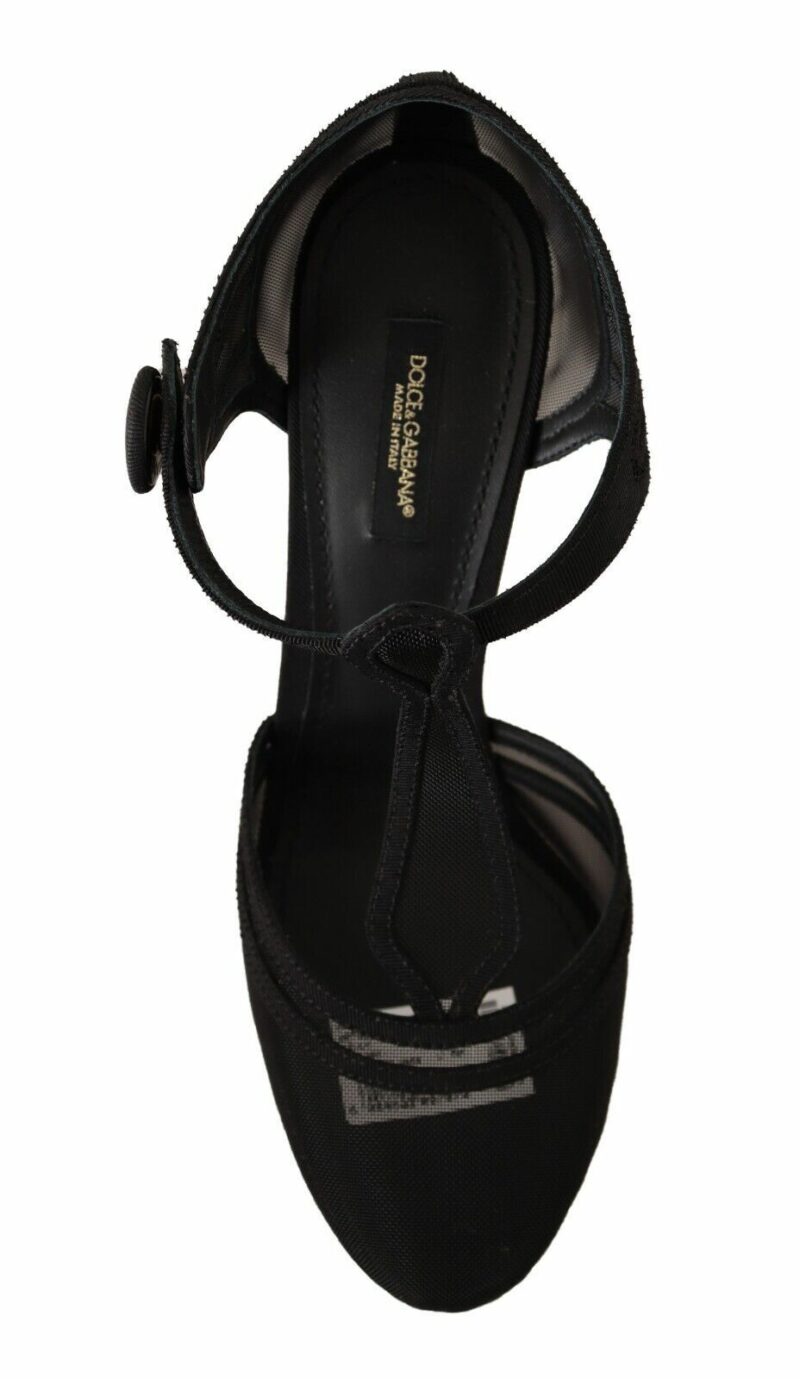 Dolce & Gabbana Elegant Mesh T-Strap Stiletto Pumps - Image 7