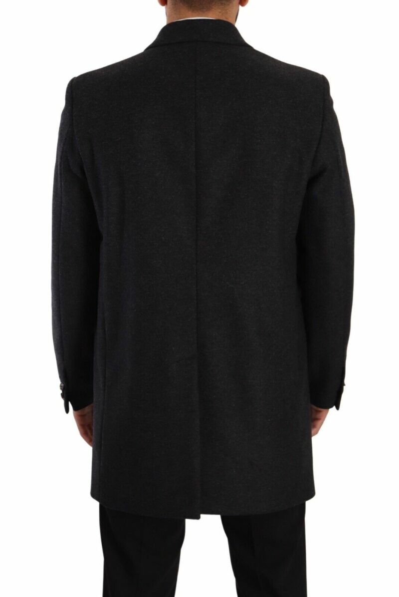 Dolce & Gabbana Elegant Dark Grey Woolen Overcoat - Image 3