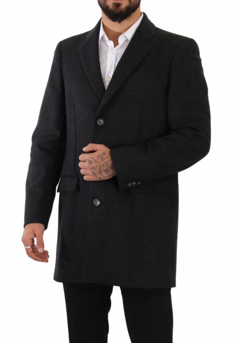 Dolce & Gabbana Elegant Dark Grey Woolen Overcoat - Image 5