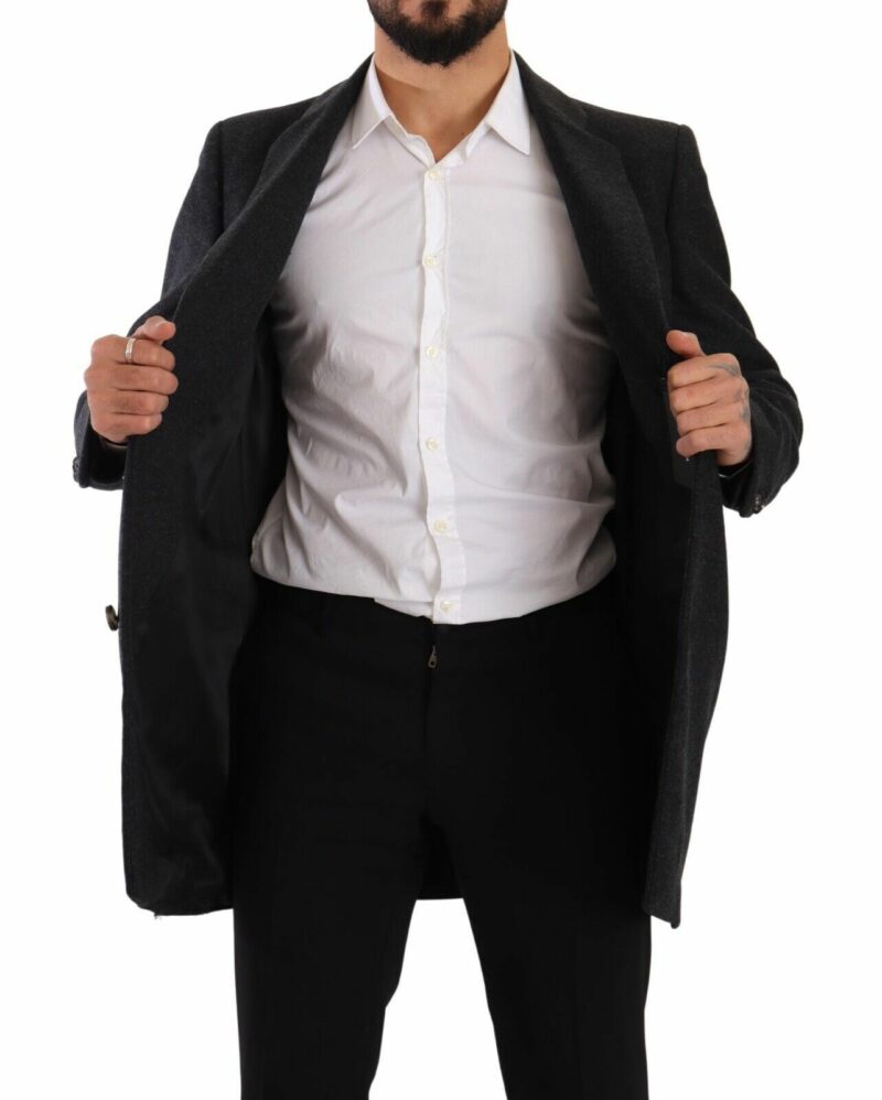 Dolce & Gabbana Elegant Dark Grey Woolen Overcoat - Image 6