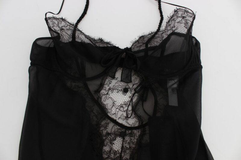 Dolce & Gabbana Elegant Black Silk Lace Lingerie Chemise - Image 5