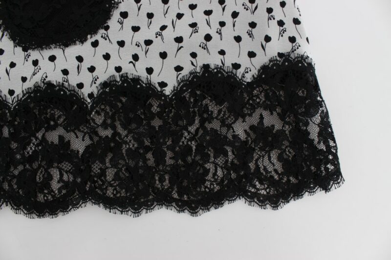 Dolce & Gabbana Elegant Floral Lace Silk Chemise - Image 8
