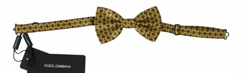 Dolce & Gabbana Elegant Yellow Silk Bow Tie - Image 2