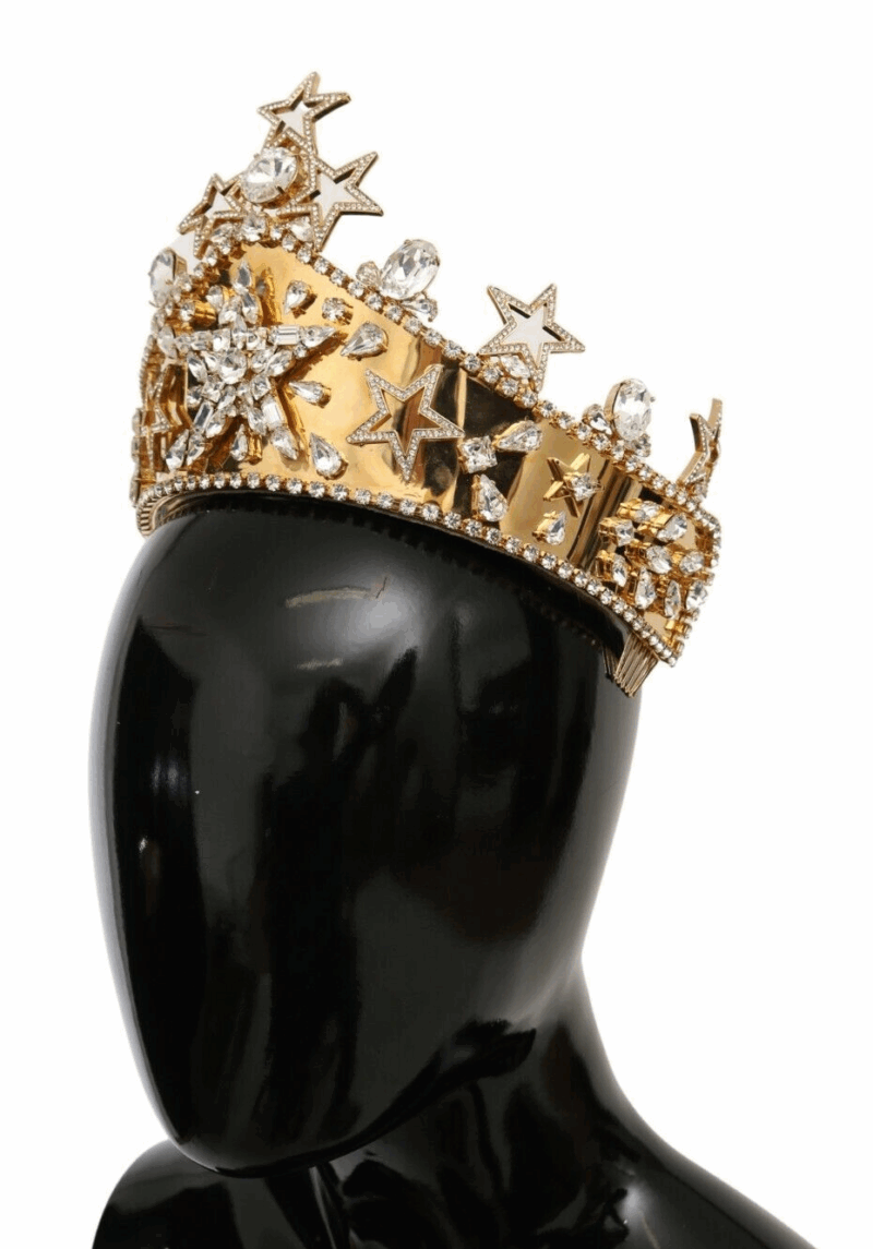 Dolce & Gabbana Regal Crystal Diadem Gold Tiara - Image 2