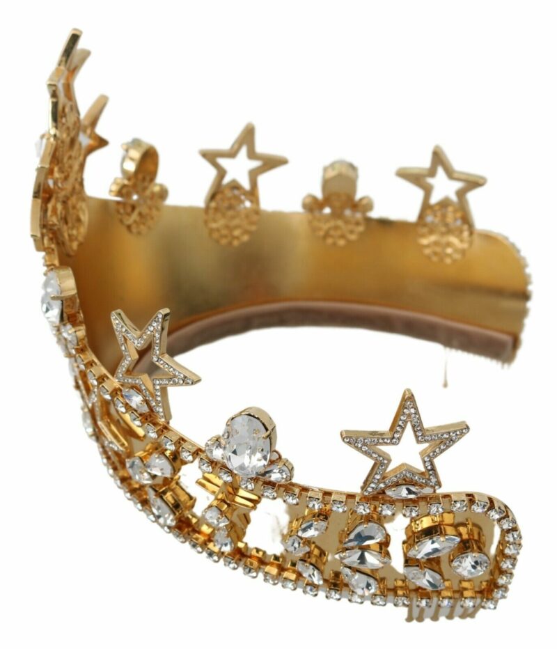 Dolce & Gabbana Regal Crystal Diadem Gold Tiara - Image 5