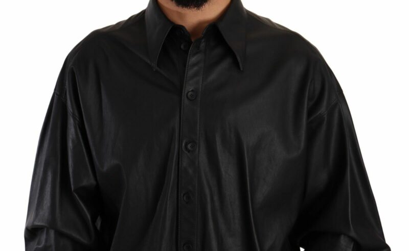 Dolce & Gabbana Elegant Black Leather Jacket - Image 4