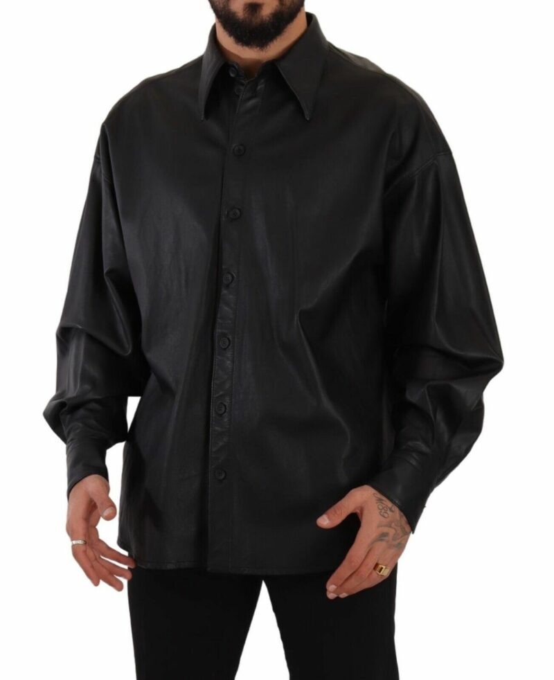 Dolce & Gabbana Elegant Black Leather Jacket - Image 5