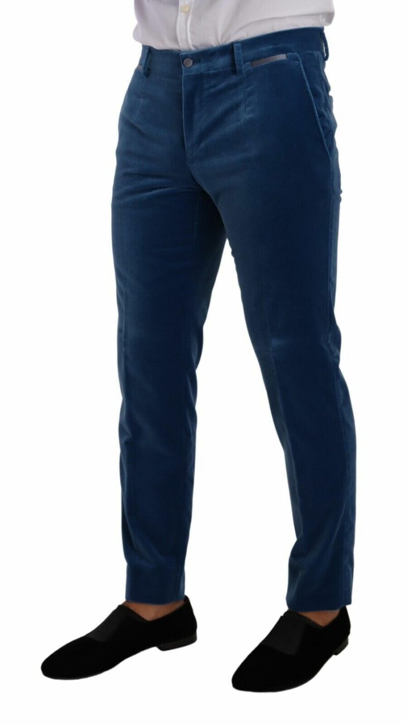 Dolce & Gabbana Elegant Velvet Blue Slim Fit Suit - Image 7