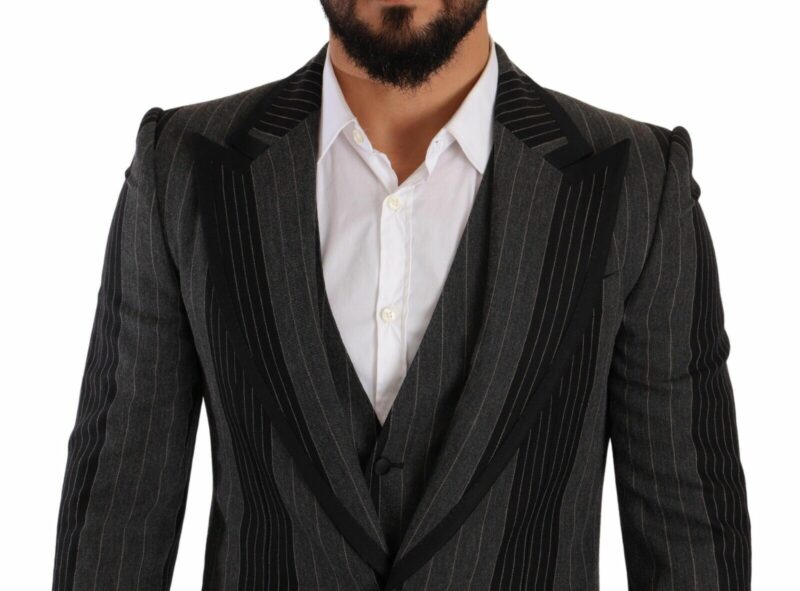 Dolce & Gabbana Elegant Striped Three-Piece Suit - Image 4