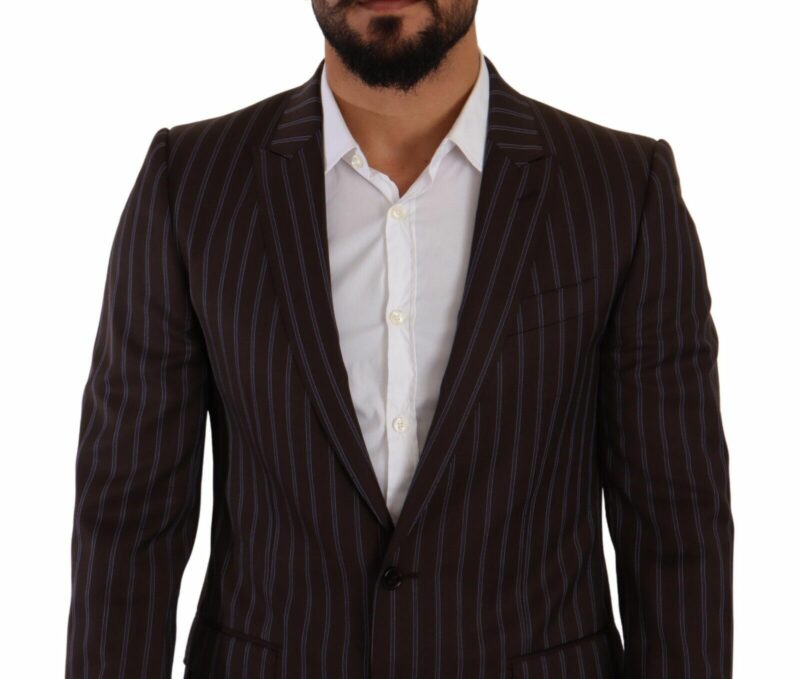 Dolce & Gabbana Elegant Maroon Striped Slim Fit Suit - Image 4