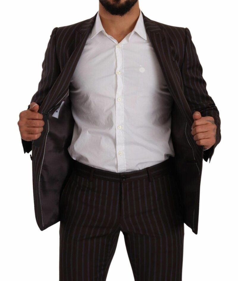 Dolce & Gabbana Elegant Maroon Striped Slim Fit Suit - Image 5