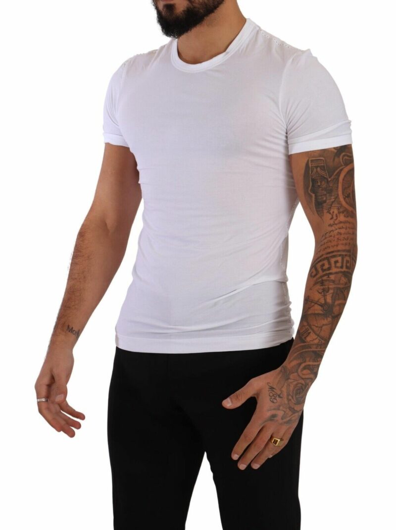 Dolce & Gabbana Elegant White Cotton Blend Round Neck Tee - Image 2
