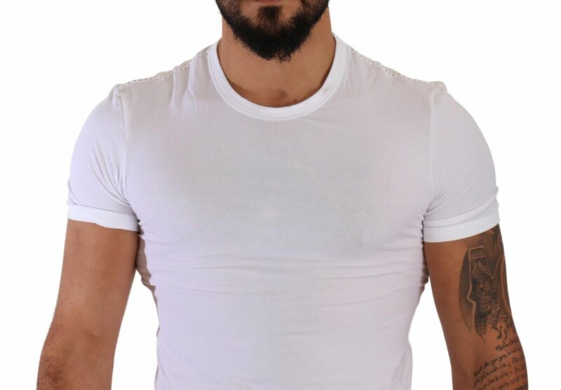 Dolce & Gabbana Elegant White Cotton Blend Round Neck Tee - Image 4