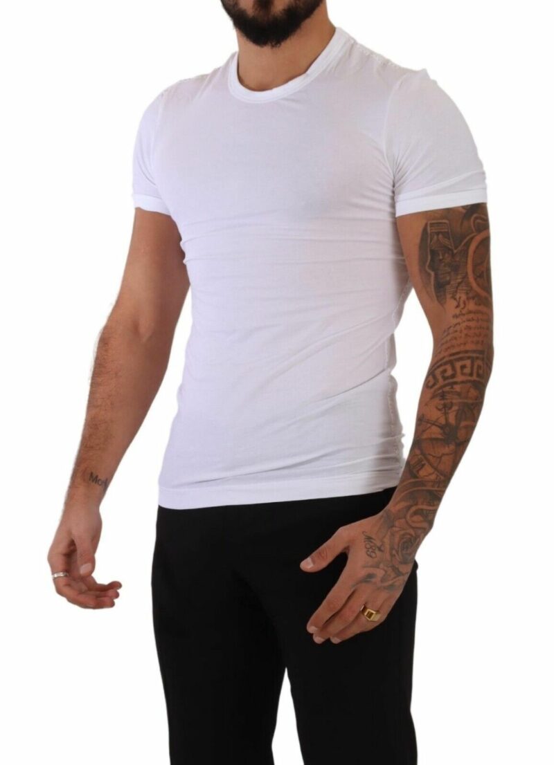 Dolce & Gabbana Elegant White Cotton Blend Round Neck Tee - Image 5
