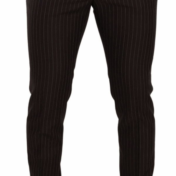 Dolce & Gabbana Elegant Brown Striped Woolen Men's Trousers