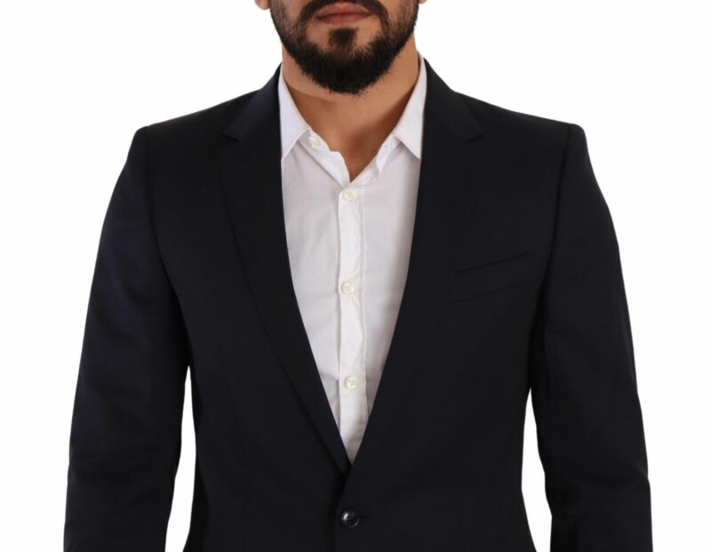 Dolce & Gabbana Sleek Navy Martini Slim Fit Wool Blazer - Image 3