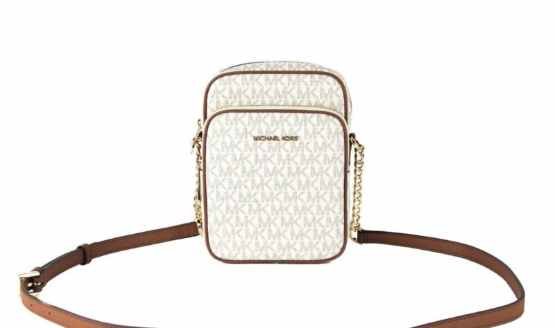 Michael Kors Jet Set Medium Vanilla PVC North South Chain Crossbody Handbag - Image 2